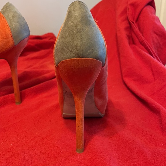 Orange/Tan 5” Suede Stilettos - Picture 4 of 12